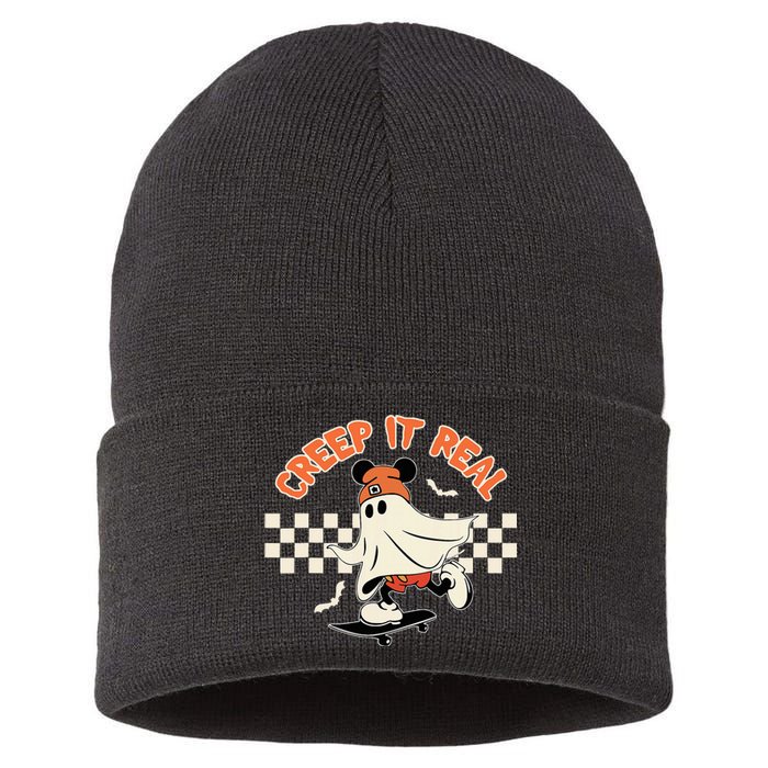 Creep It Real Spooky Ghost Mouse Sustainable Knit Beanie