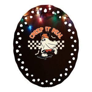 Creep It Real Spooky Ghost Mouse Ceramic Oval Ornament