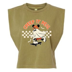 Creep It Real Spooky Ghost Mouse Garment-Dyed Women's Muscle Tee