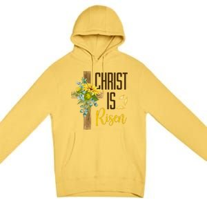 Christ Is Risen Sunflower Cross Easter Premium Pullover Hoodie