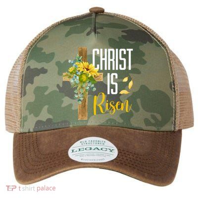 Christ Is Risen Sunflower Cross Easter Legacy Tie Dye Trucker Hat