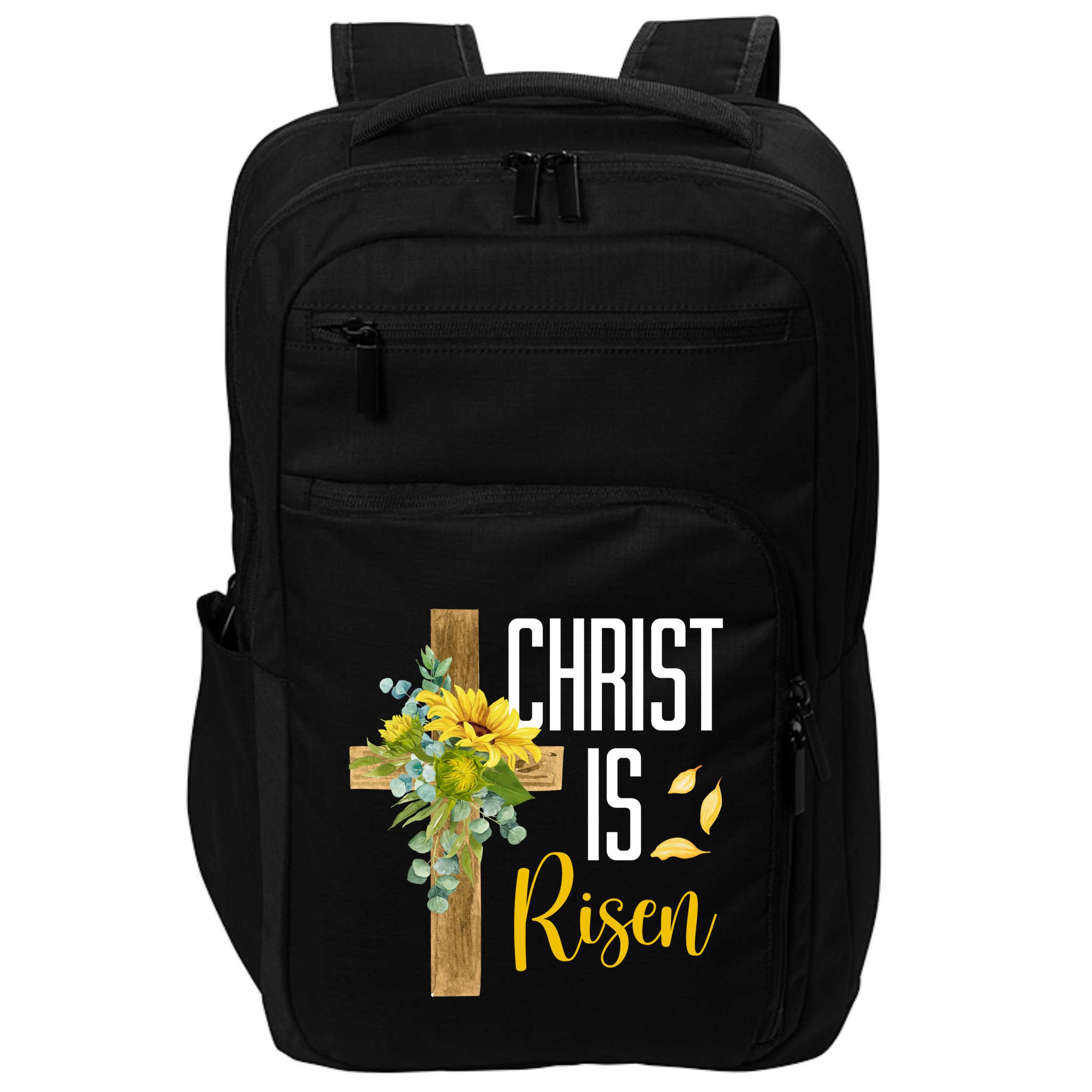 Christ Is Risen Sunflower Cross Easter Impact Tech Backpack