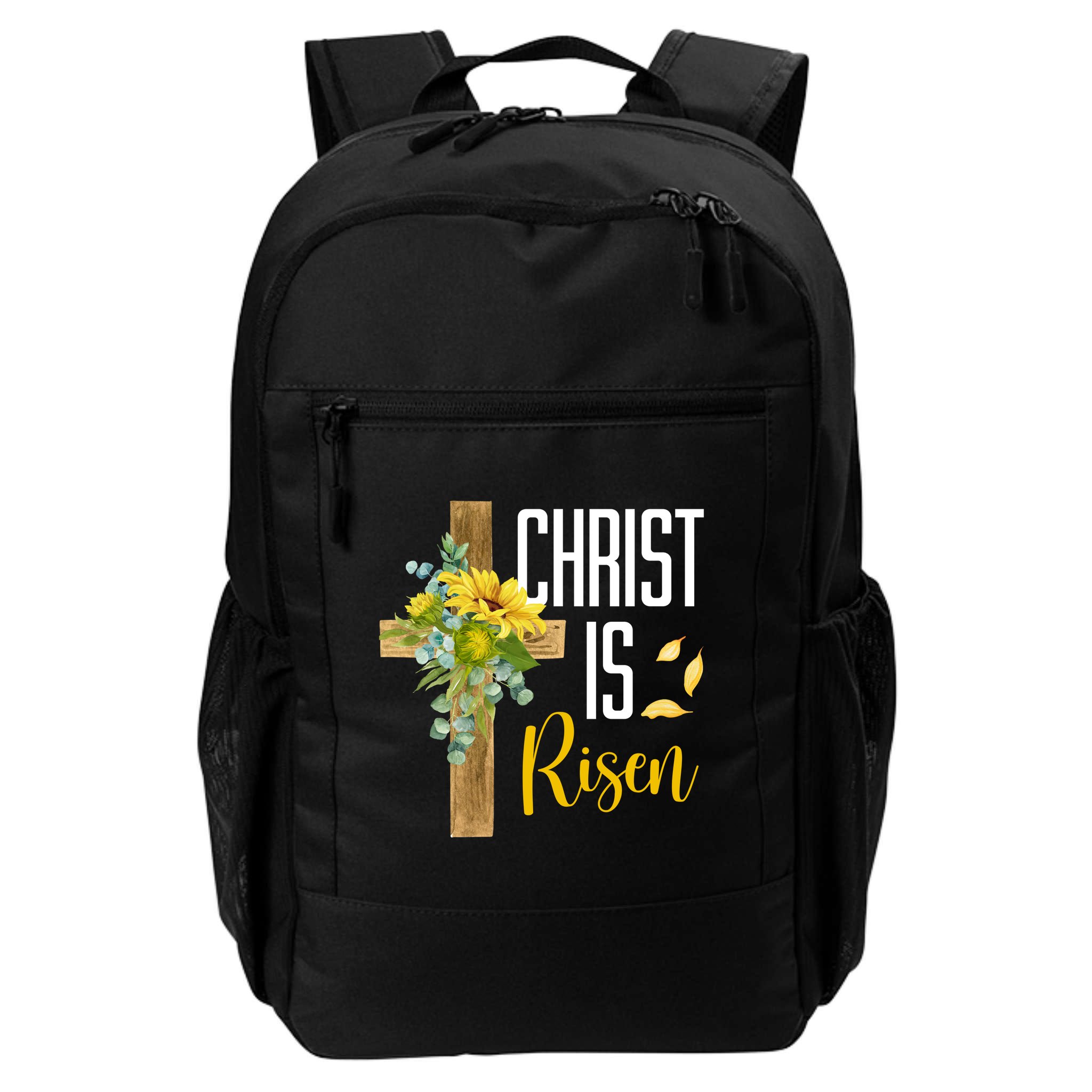 Christ Is Risen Sunflower Cross Easter Backpack