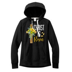 Christ Is Risen Sunflower Cross Easter Women's Fleece Hoodie