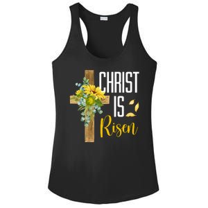 Christ Is Risen Sunflower Cross Easter Ladies PosiCharge Competitor Racerback Tank