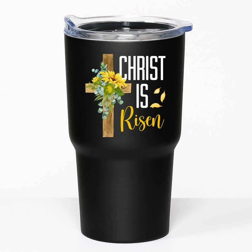 Christ Is Risen Sunflower Cross Easter Tumbler