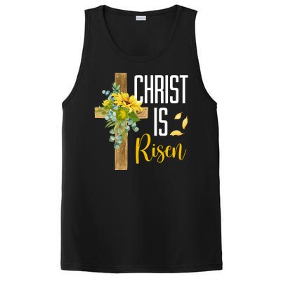 Christ Is Risen Sunflower Cross Easter PosiCharge Competitor Tank