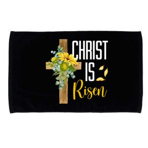 Christ Is Risen Sunflower Cross Easter Microfiber Hand Towel