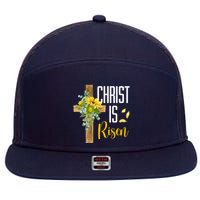 Christ Is Risen Sunflower Cross Easter 7 Panel Mesh Trucker Snapback Hat