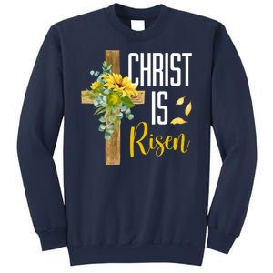 Christ Is Risen Sunflower Cross Easter Sweatshirt