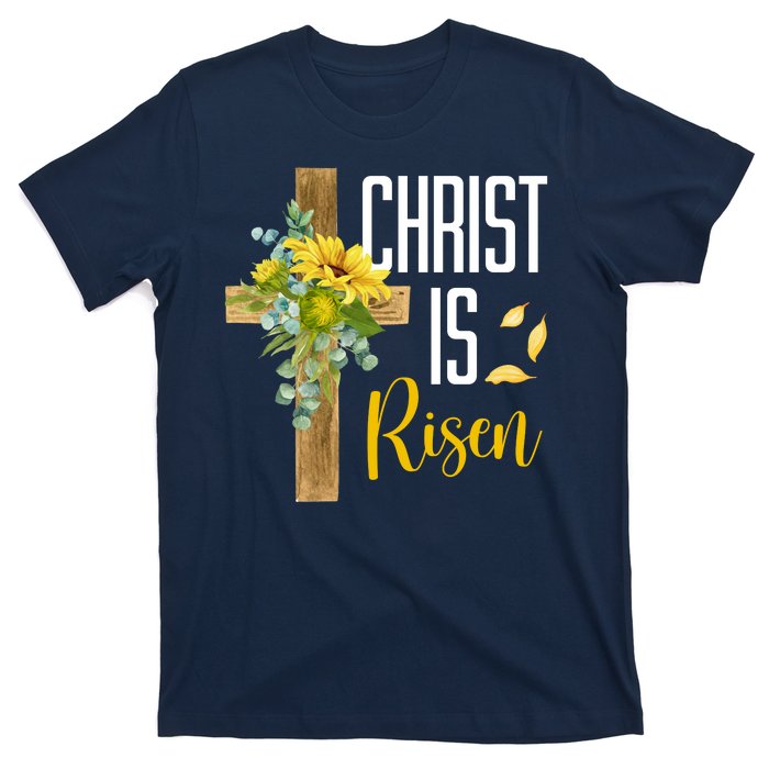 Christ Is Risen Sunflower Cross Easter T-Shirt