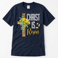 Christ Is Risen Sunflower Cross Easter Tall T-Shirt