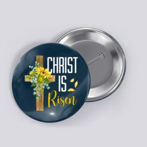 Christ Is Risen Sunflower Cross Easter Button