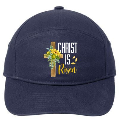 Christ Is Risen Sunflower Cross Easter 7-Panel Snapback Hat