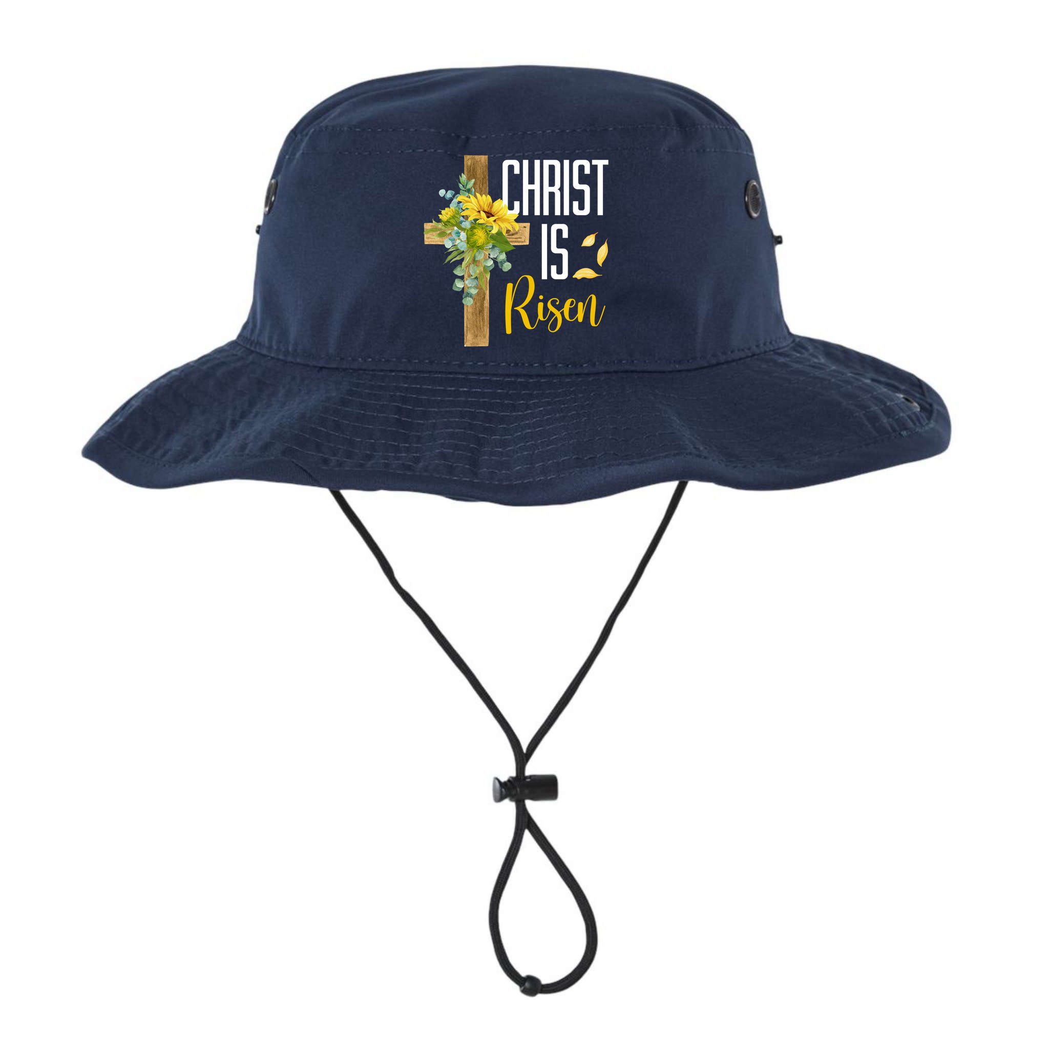 Christ Is Risen Sunflower Cross Easter Bucket Hat