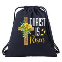 Christ Is Risen Sunflower Cross Easter Drawstring Bag