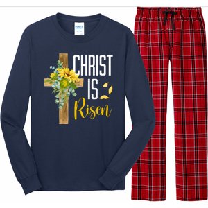 Christ Is Risen Sunflower Cross Easter Long Sleeve Pajama Set