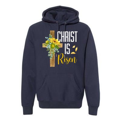 Christ Is Risen Sunflower Cross Easter Premium Hoodie