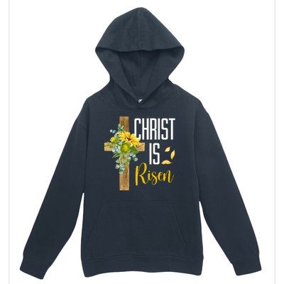 Christ Is Risen Sunflower Cross Easter Urban Pullover Hoodie