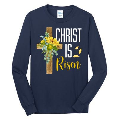 Christ Is Risen Sunflower Cross Easter Tall Long Sleeve T-Shirt