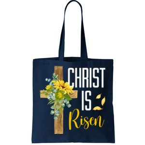 Christ Is Risen Sunflower Cross Easter Tote Bag