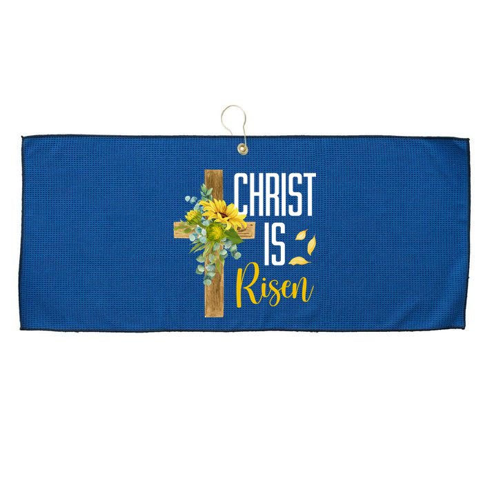 Christ Is Risen Sunflower Cross Easter Large Microfiber Waffle Golf Towel