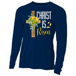 Christ Is Risen Sunflower Cross Easter Cooling Performance Long Sleeve Crew