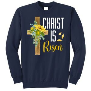 Christ Is Risen Sunflower Cross Easter Tall Sweatshirt