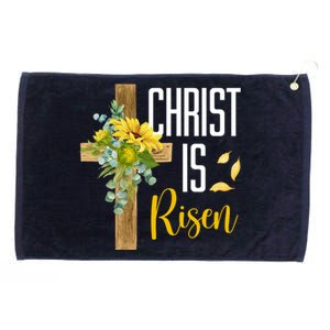 Christ Is Risen Sunflower Cross Easter Grommeted Golf Towel