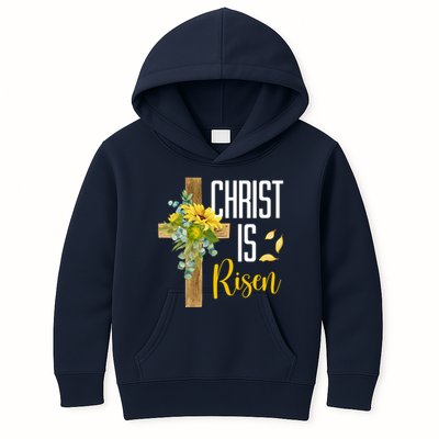 Christ Is Risen Sunflower Cross Easter Kids Hoodie