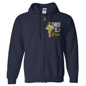 Christ Is Risen Sunflower Cross Easter Full Zip Hoodie