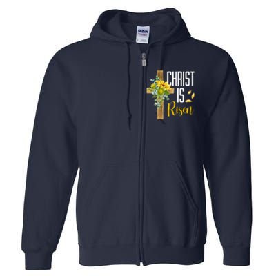 Christ Is Risen Sunflower Cross Easter Full Zip Hoodie