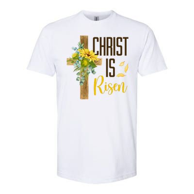 Christ Is Risen Sunflower Cross Easter Softstyle CVC T-Shirt