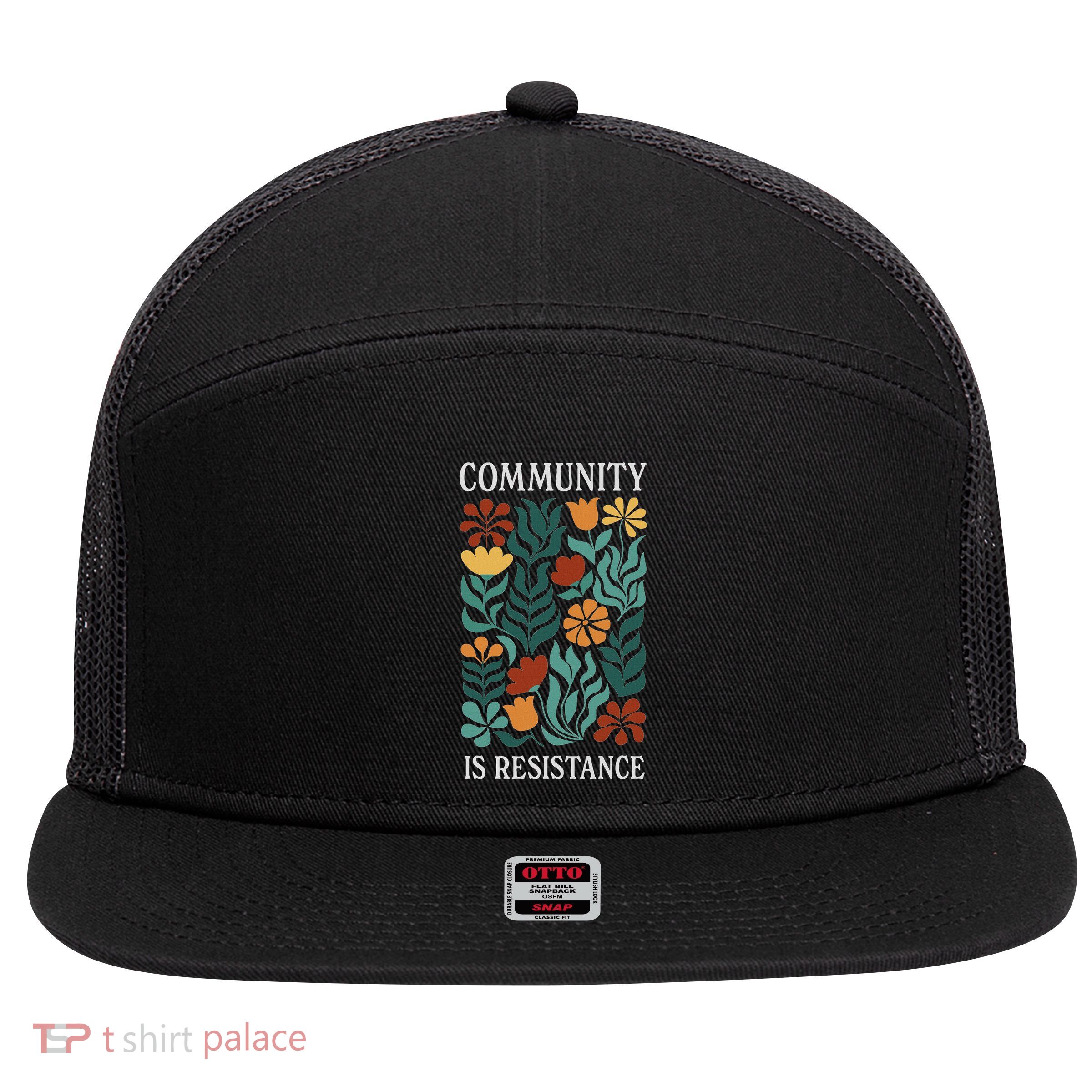 Community Is Resistance 7 Panel Mesh Trucker Snapback Hat