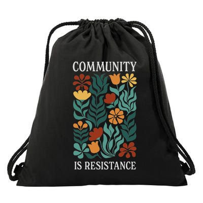 Community Is Resistance Drawstring Bag