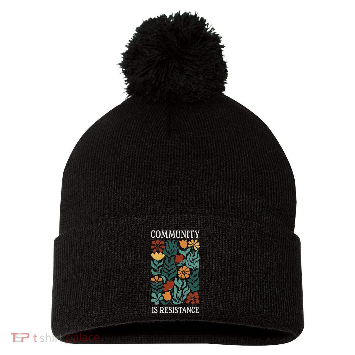 Community Is Resistance Pom Pom 12in Knit Beanie
