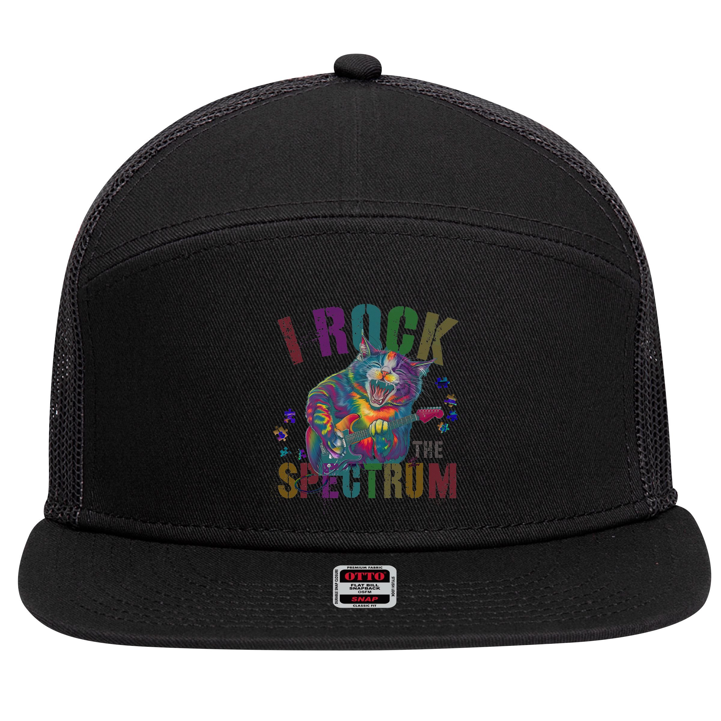 Cute I ROCK THE SPECTRUM Autism Awareness Mommy Respect 7 Panel Mesh Trucker Snapback Hat