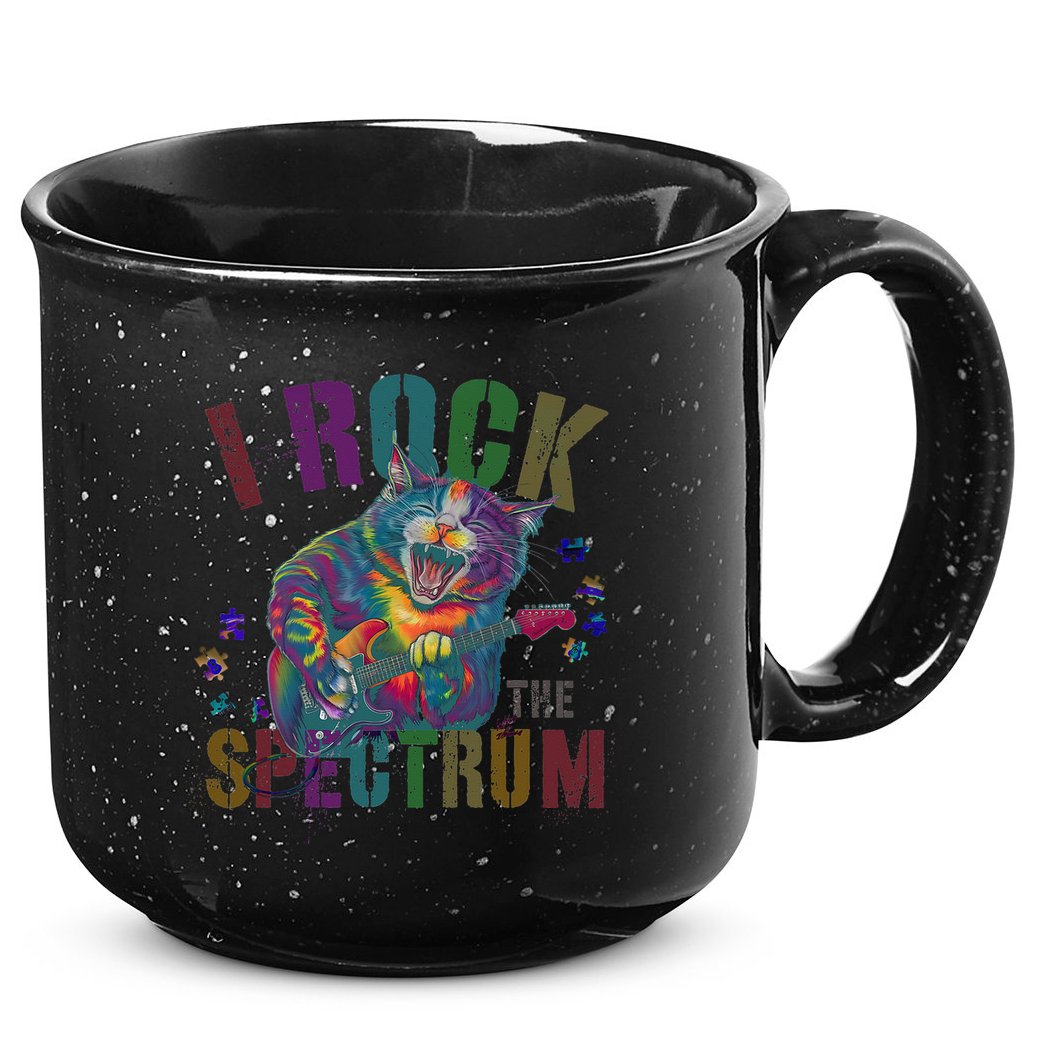 Cute I ROCK THE SPECTRUM Autism Awareness Mommy Respect 15oz Campfire Ceramic Mug