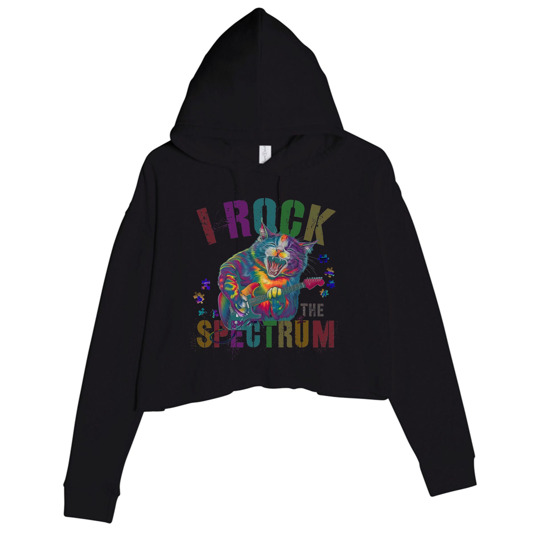 Cute I ROCK THE SPECTRUM Autism Awareness Mommy Respect Crop Fleece Hoodie