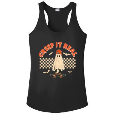 Creep It Real Skateboarding Ghost Retro Halloween Costume Ladies PosiCharge Competitor Racerback Tank