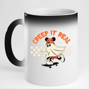 Creep It Real Spooky Ghost Mouse Halloween 11oz Black Color Changing Mug