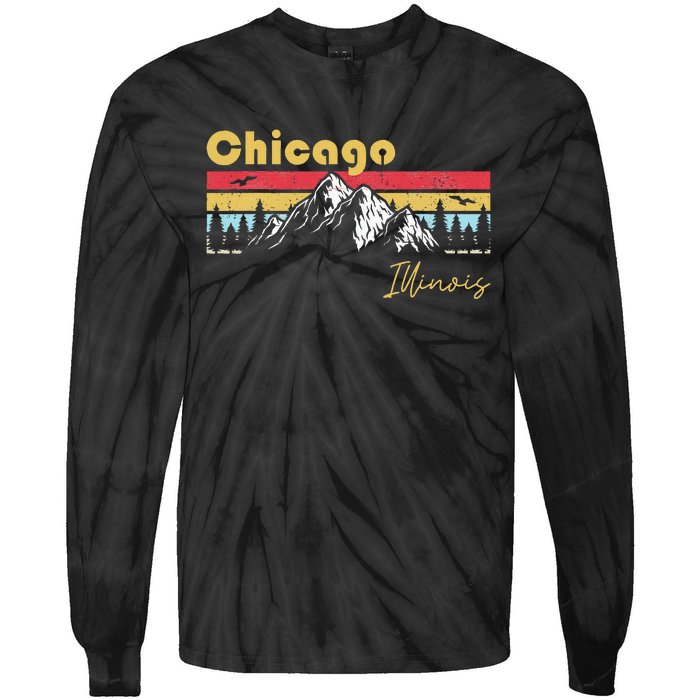 Chicago Illinois Roots Hometown Vintage Home State Pride Tie-Dye Long Sleeve Shirt