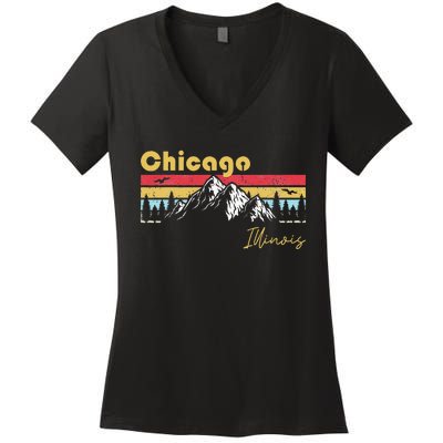 Chicago Illinois Roots Hometown Vintage Home State Pride Women's V-Neck T-Shirt