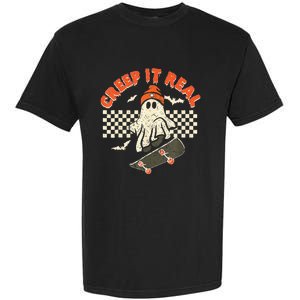 Creep It Real Skateboarding Retro Halloween Ghost Costume Garment-Dyed Heavyweight T-Shirt