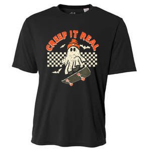 Creep It Real Skateboarding Retro Halloween Ghost Costume Cooling Performance Crew T-Shirt