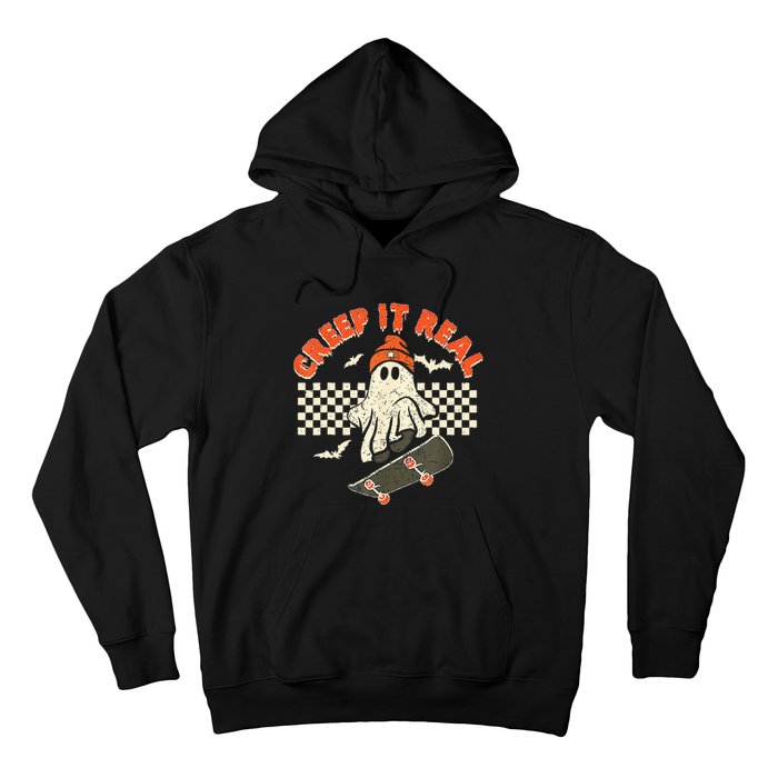 Creep It Real Skateboarding Retro Halloween Ghost Costume Hoodie