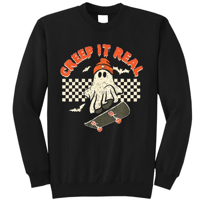 Creep It Real Skateboarding Retro Halloween Ghost Costume Sweatshirt