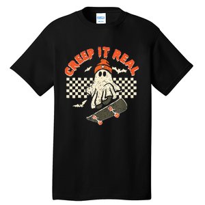 Creep It Real Skateboarding Retro Halloween Ghost Costume Tall T-Shirt