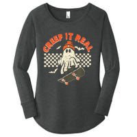 Creep It Real Skateboarding Retro Halloween Ghost Costume Women's Perfect Tri Tunic Long Sleeve Shirt