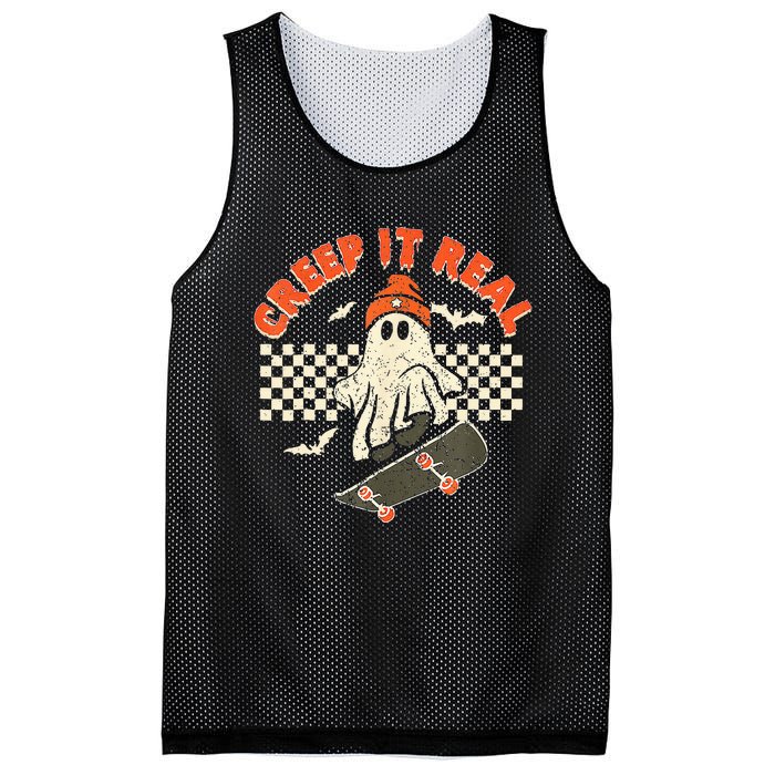 Creep It Real Skateboarding Retro Halloween Ghost Costume Mesh Reversible Basketball Jersey Tank